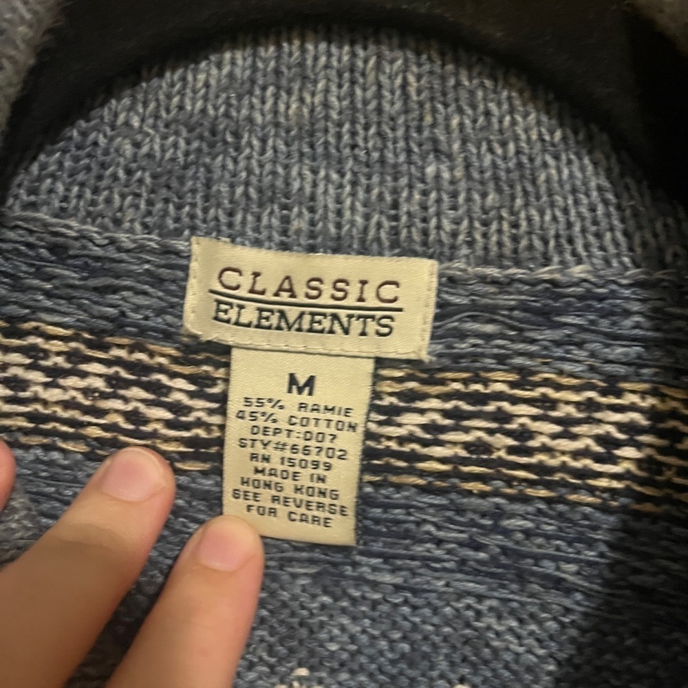 Element Blue and Tan Zip-Up Sweater Size M - Picture 3 of 6